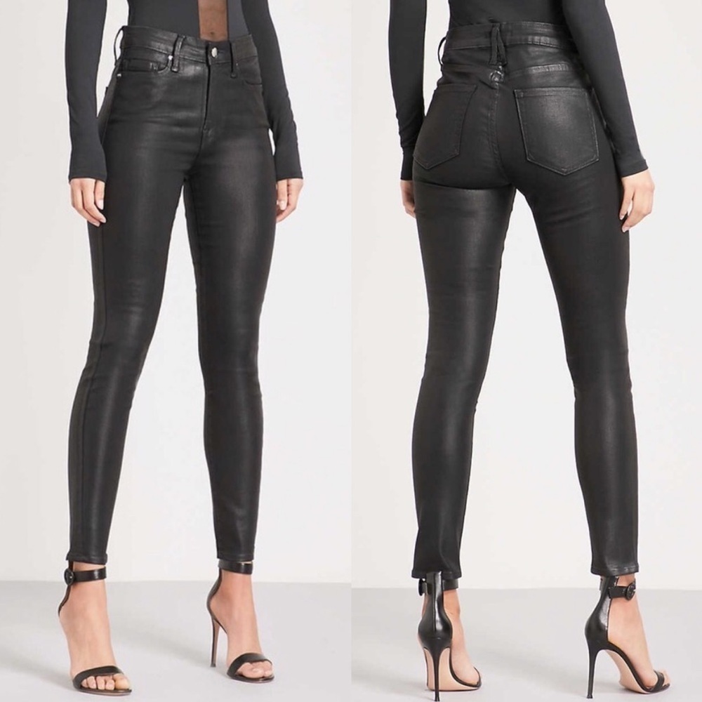 Good American Black Coated Good Legs Skinny Jeans